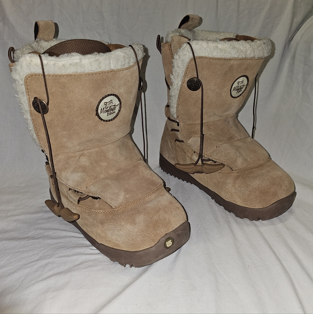 VintageBurtonMemento Women’s Snowboard Boots sz 7.5  Brown Suede Shearling w/